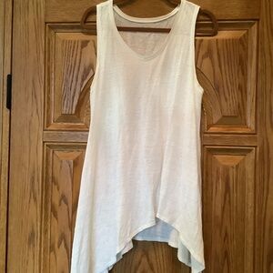 Eileen Fisher Asymmetrical White Linen Tank Top